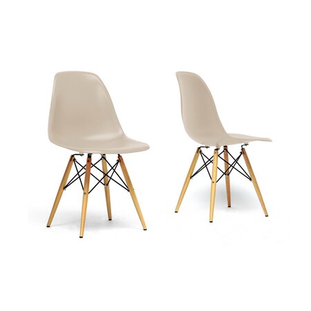 Baxton Studio Azzo Beige Plastic Mid-Century Modern Shell Chair, PK2 107-5309